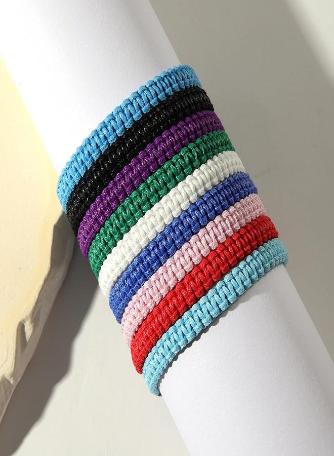 QRH Simple Handmade Knitted String Bracelets Adjustable Braided Rope Bracelets Anklet Kabbalah Protection Waterproof Summer Beach All-matching Surfer Bracelets Anklet Lucky Jewelry -Green - Image 3